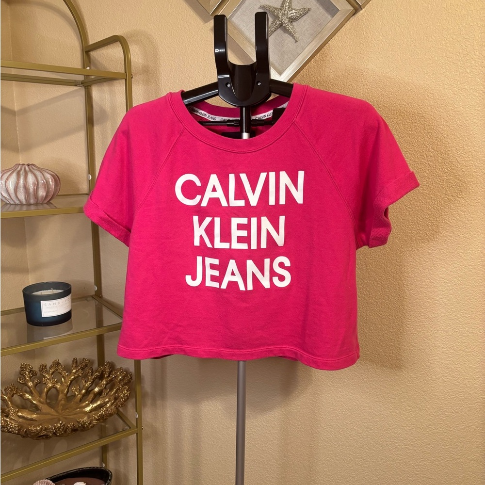 Women’s Pink Cropped Calvin Klein Jeans Top Like New